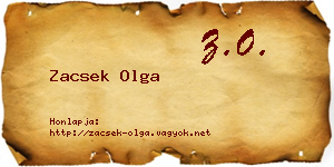 Zacsek Olga névjegykártya